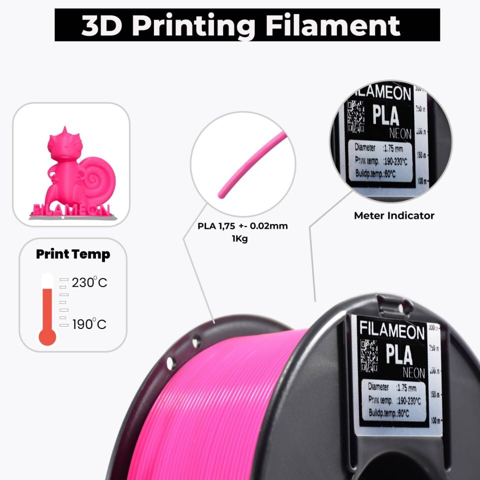 PLA Neon Filament Neon Pembe